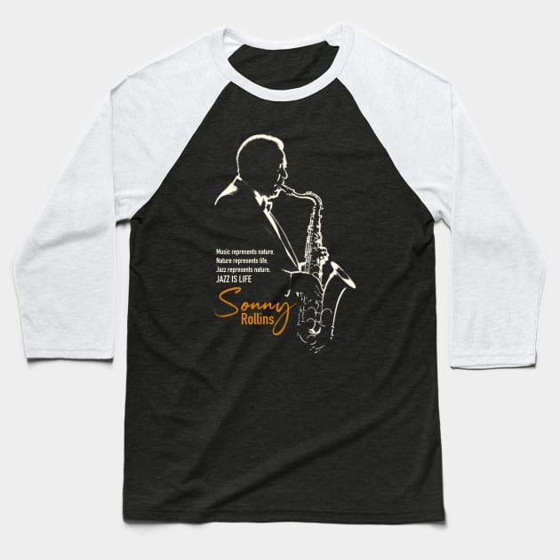 Sonny Rollins silhouette Baseball T-Shirt by BAJAJU